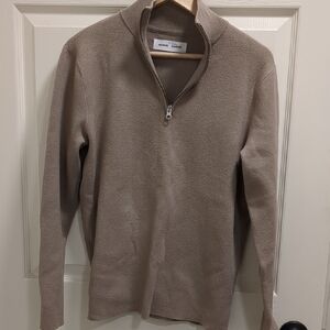 SAMSOE Men's Beige Zip-Up Sweater - Pure Cashmere SIZE S
